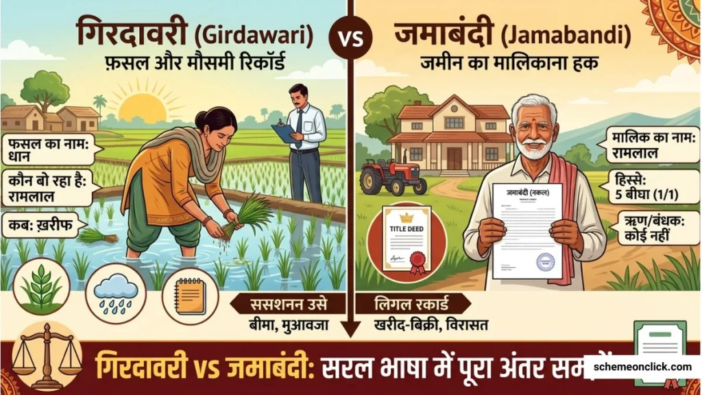 Girdawari or Jamabandi me antar Difference in Girdawari and Jamabandi